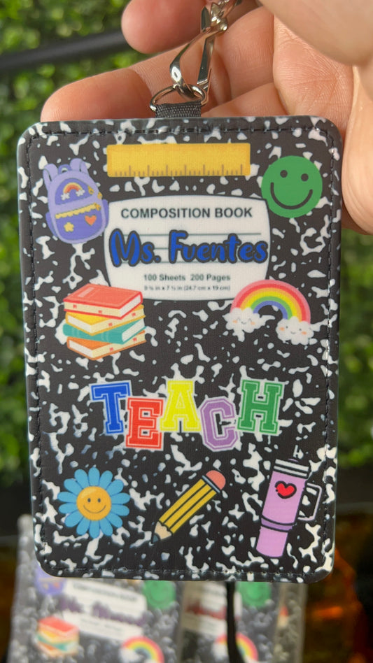 Custom Teacher ID Badge Holder w/Lanyard