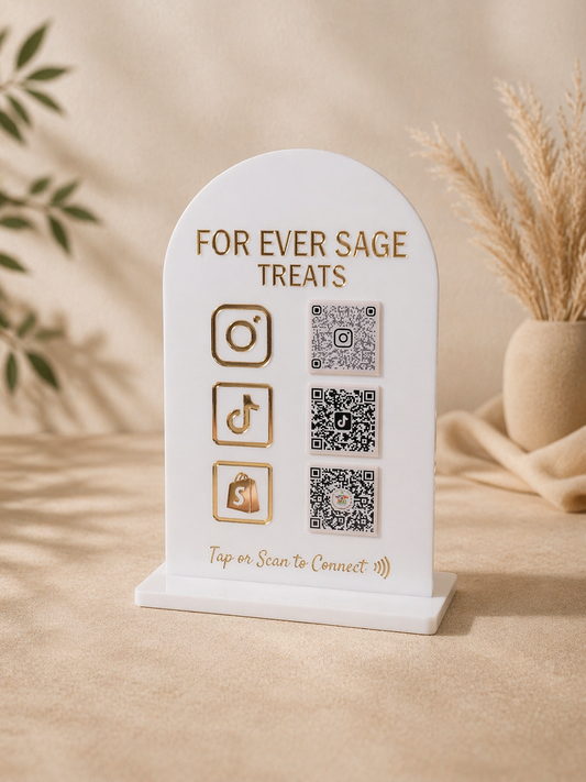 Custom TAP AND SCAN NFC + QR Code Social Media Stand